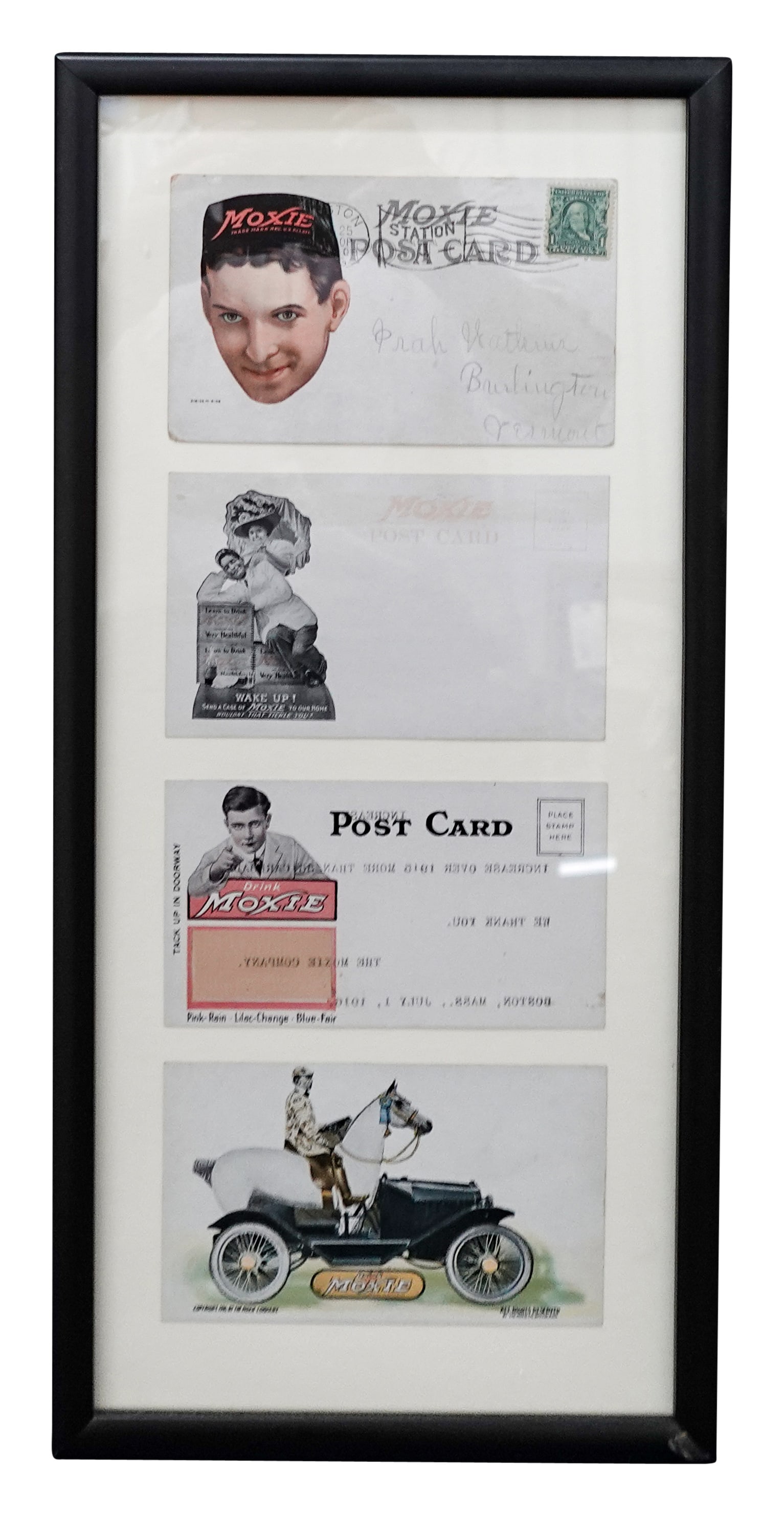 Early 1900's Framed Moxie Postcards Famed (1 of 1)