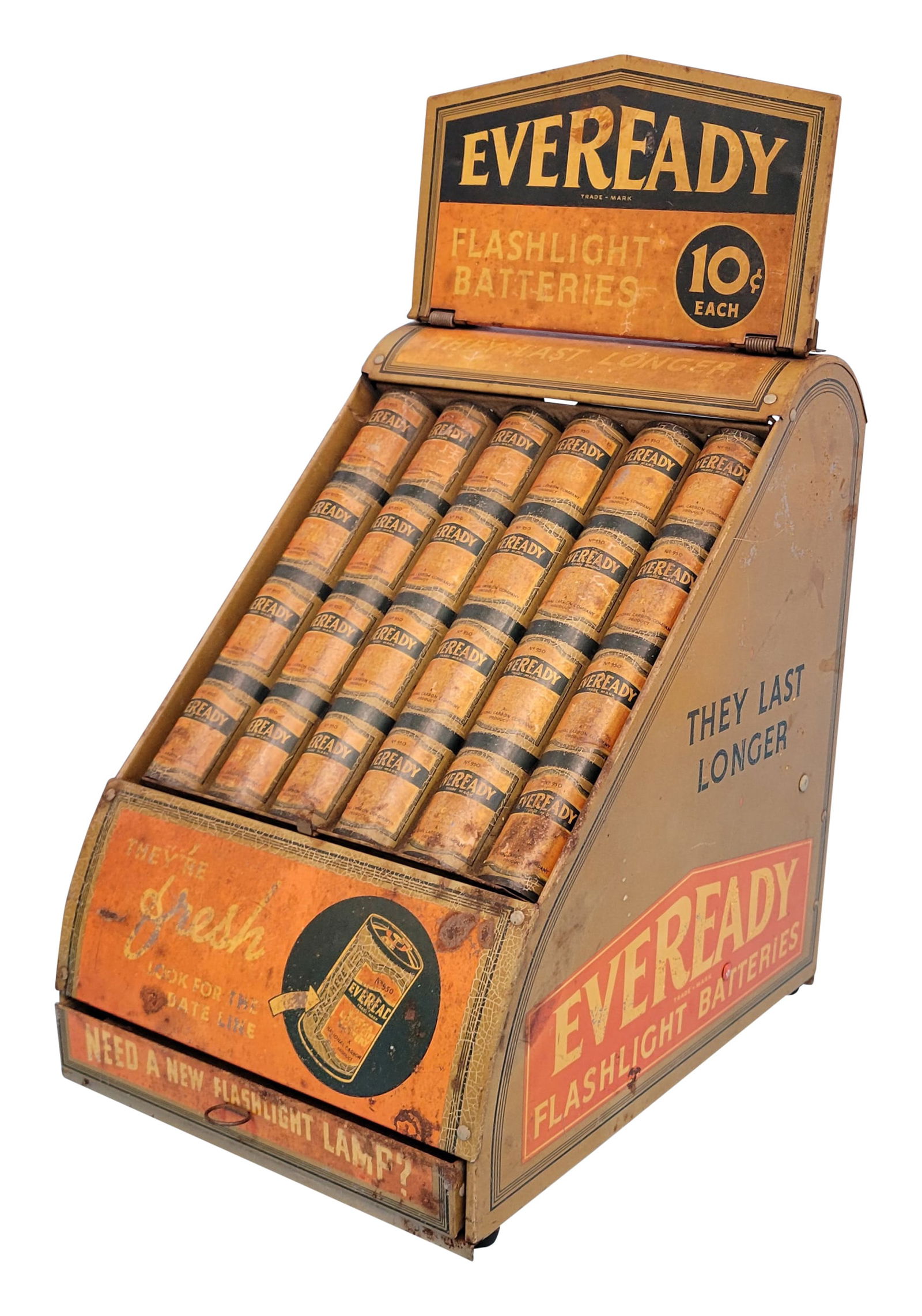 10 cent Eveready Flashlight Batteries and Tester Display (1 of 1)