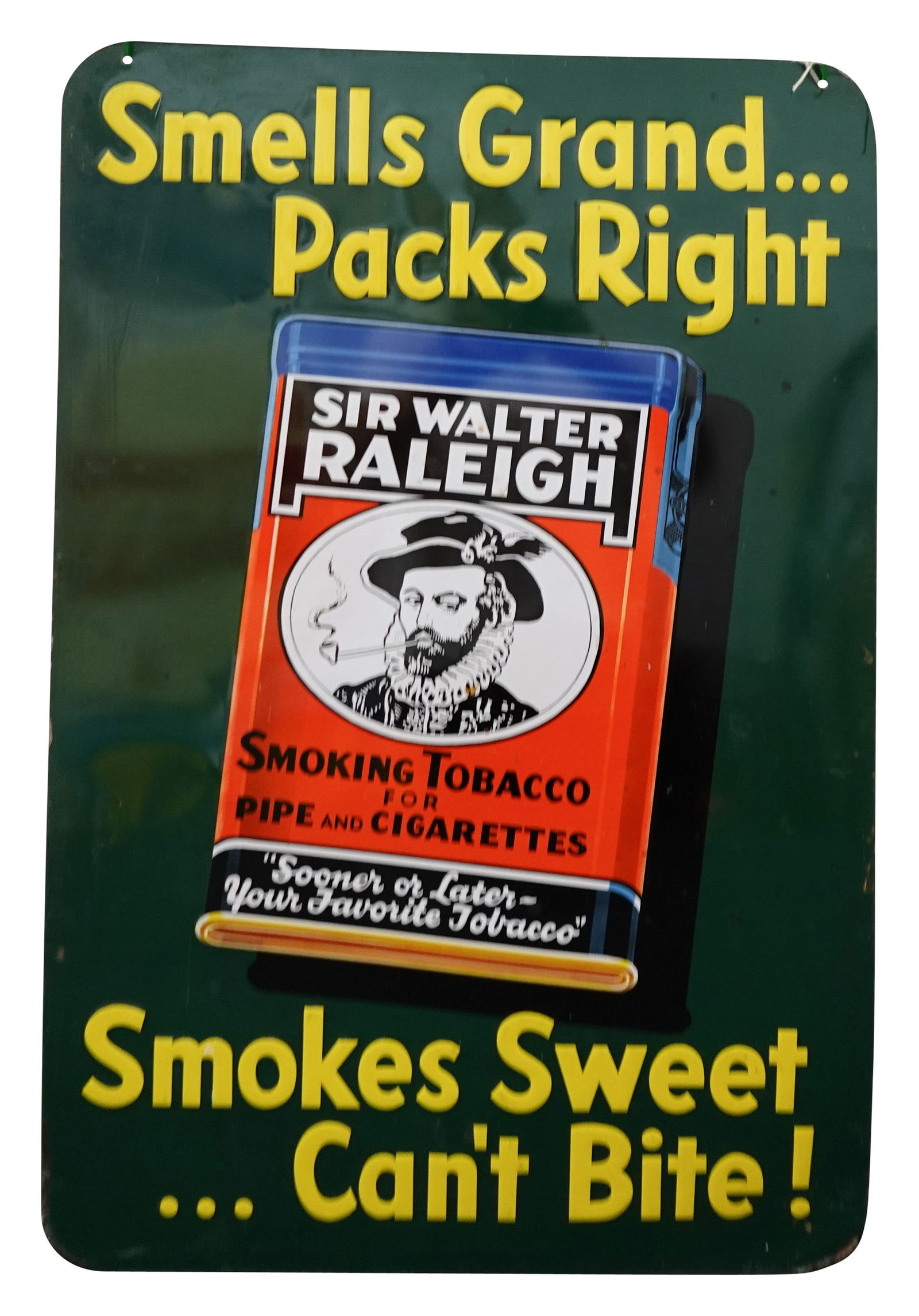 Sir Walter Raleigh Smells Grand Embossed Single Sided Tin Sign (1 of 1)