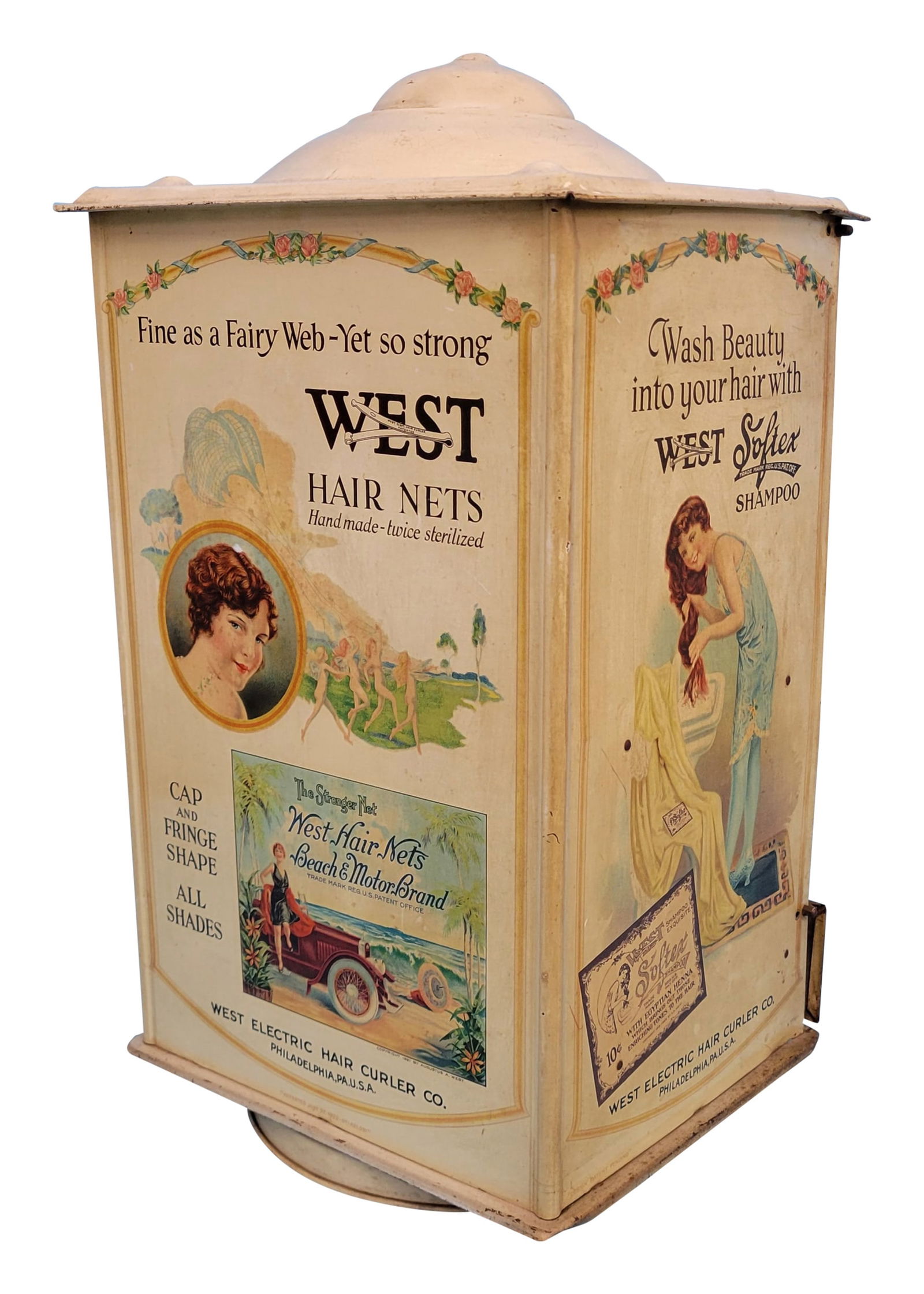 West Electric Hair Curlers and Barrettes Metal Rotating Country Store Counter Display (1 of 6)