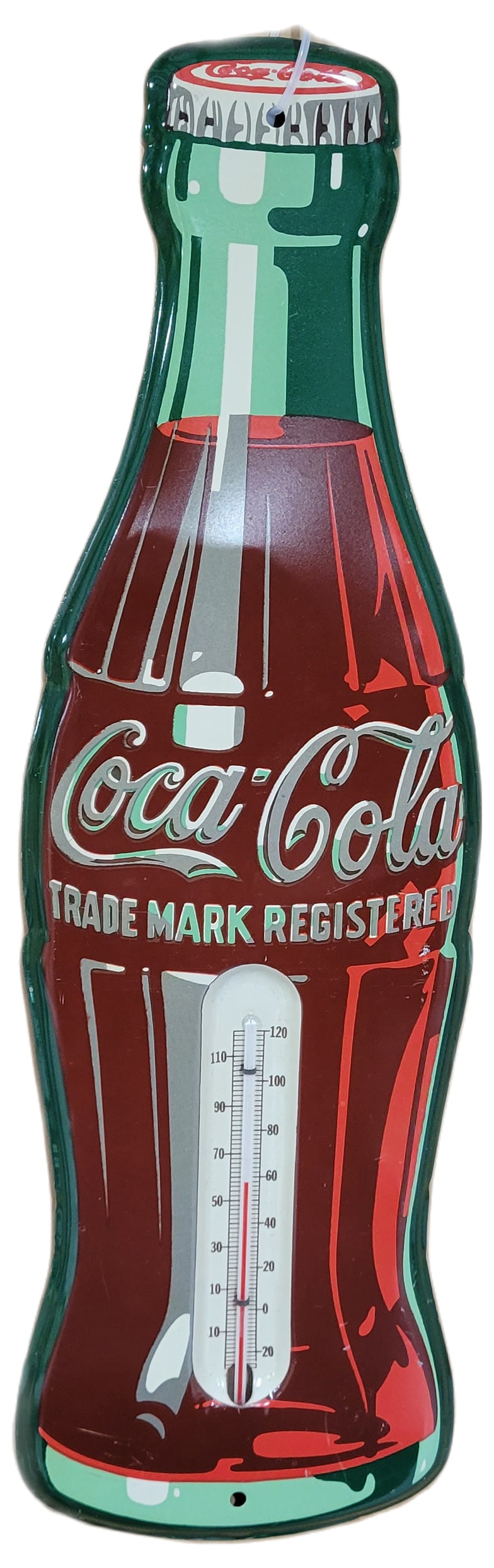 1955 Coca Cola Tin Die Cut Bottle Thermometer (1 of 1)