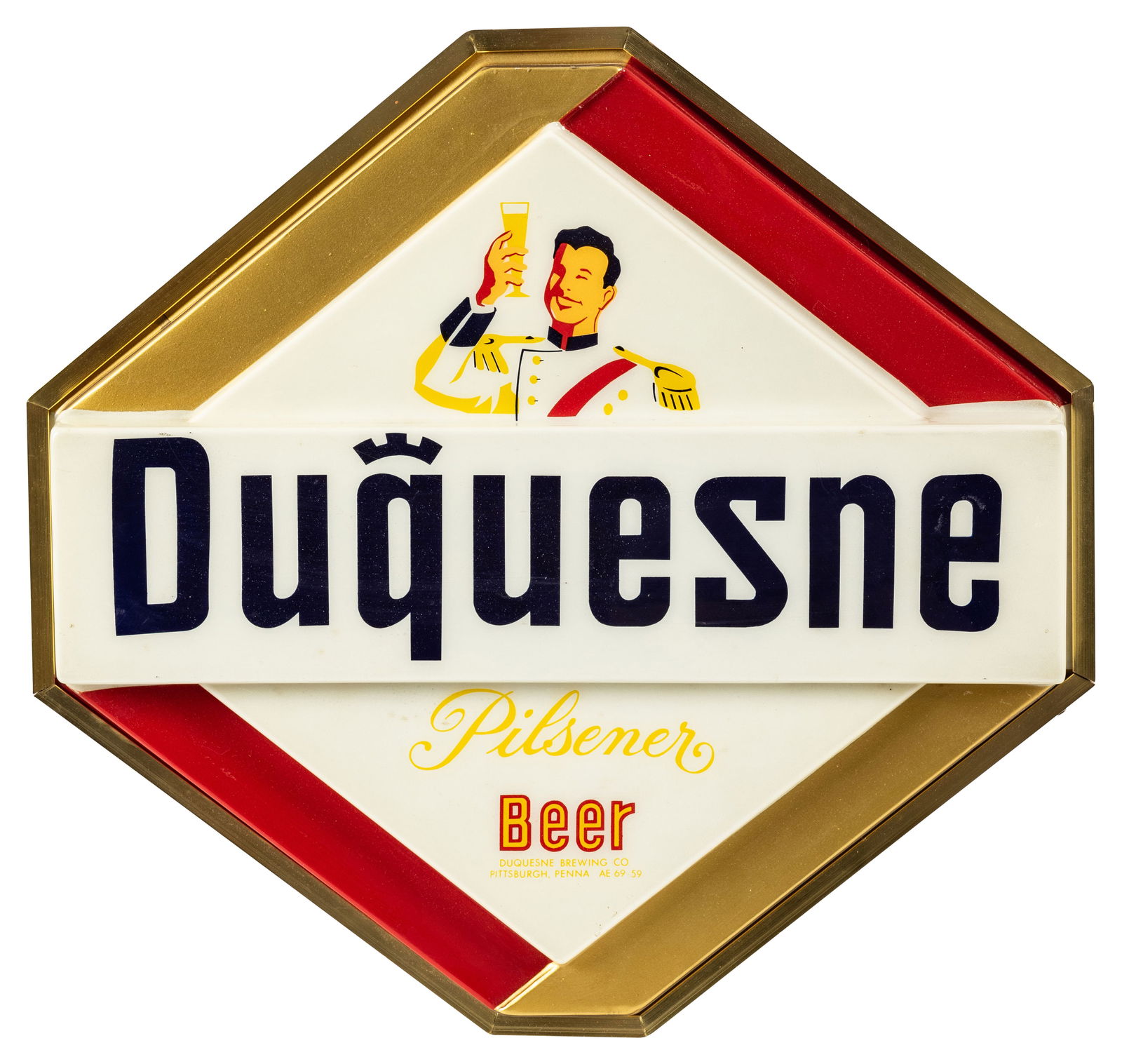 Duquesne Pilsener Beer Embossed Lighted Sign w/ Logo (1 of 2)