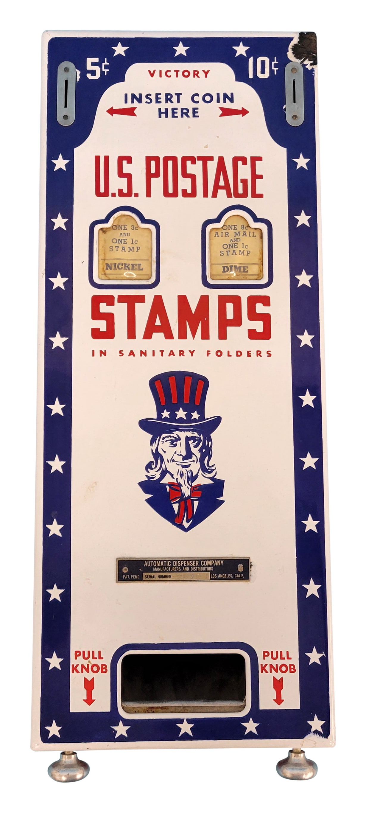 Porcelain Victory US Postage Stamps 10 cent Coin Op Vending Machine (1 of 1)