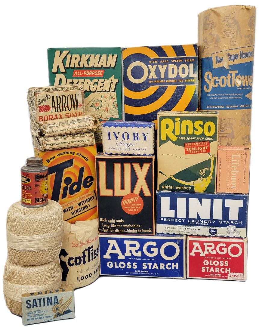 Oxydol, Tide, Ivory, Arrow, Rinso, Argo Misc. Vintage Country Store Advertising lot (1 of 1)