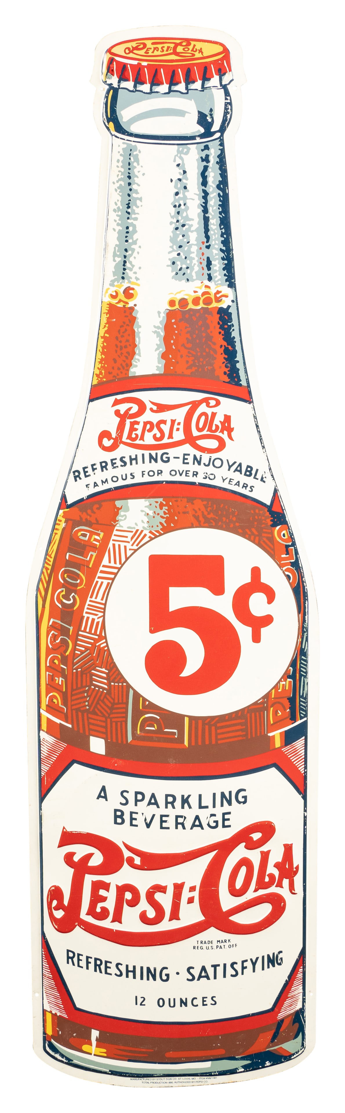 Modern Stout Pepsi Cola SST Embossed Bottle Sign (1 of 3)