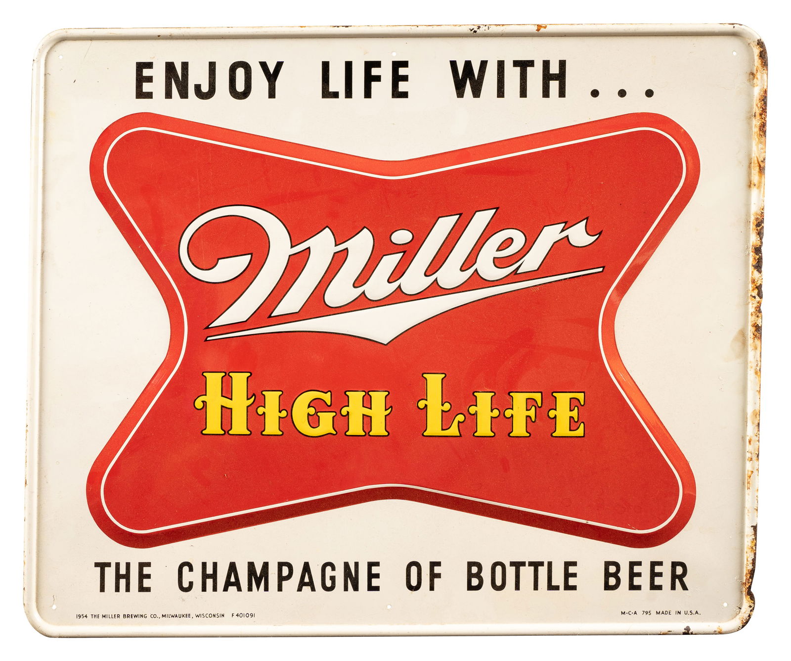 Enjoy Life with Miller High Life Beer SST Sign w/ Logo (1 of 2)
