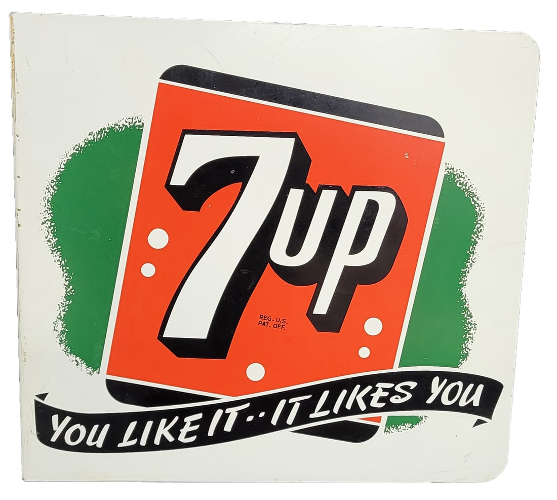 Seven Up 7up DST Flange Sign You Like it It Likes You (Age Unknown) (1 of 2)
