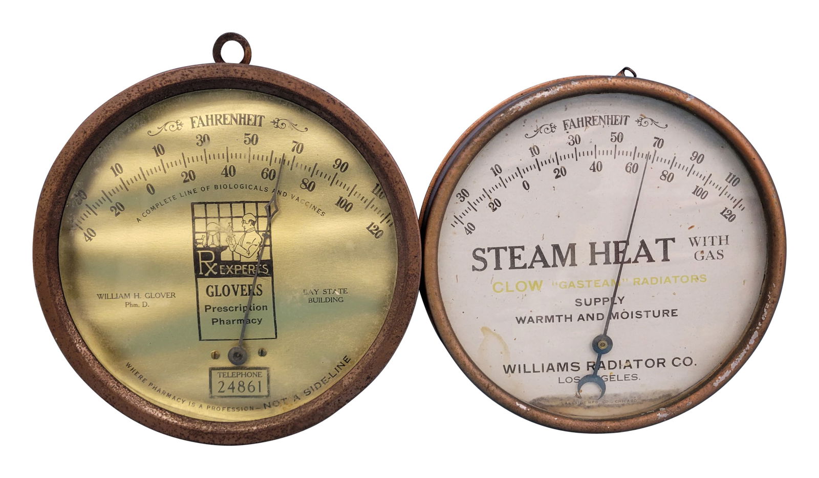 Williams Radiator Co. Los Angeles and RX Experts Round Thermometers (1 of 1)