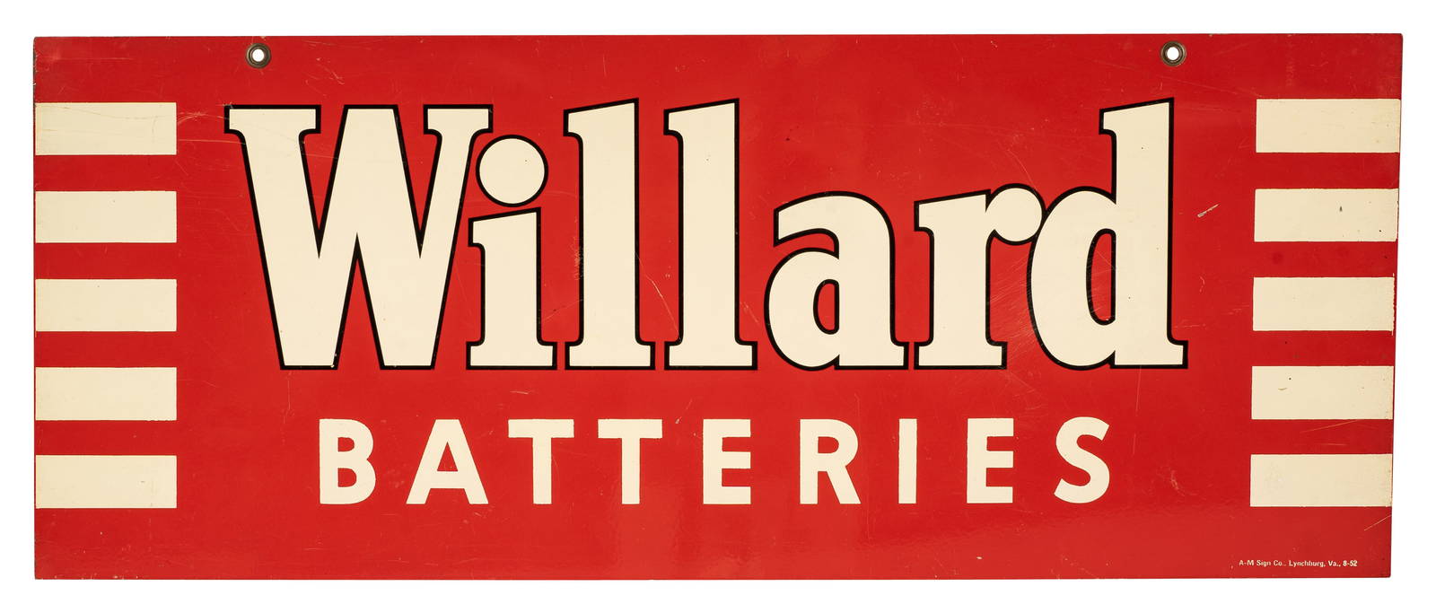 Willard Battery Double Sided Metal Sign Auction