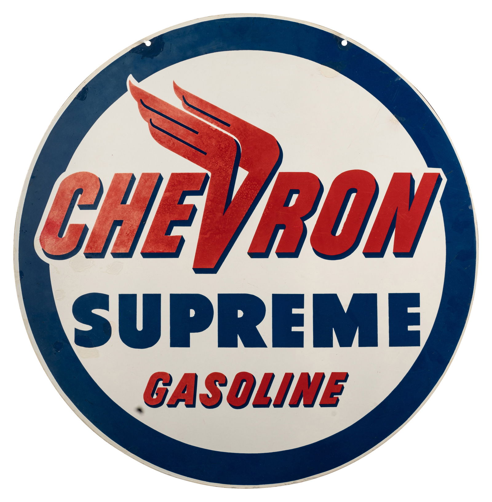 Chevron Supreme Gasoline 33" Double Sided Porcelain Sign (1 of 2)
