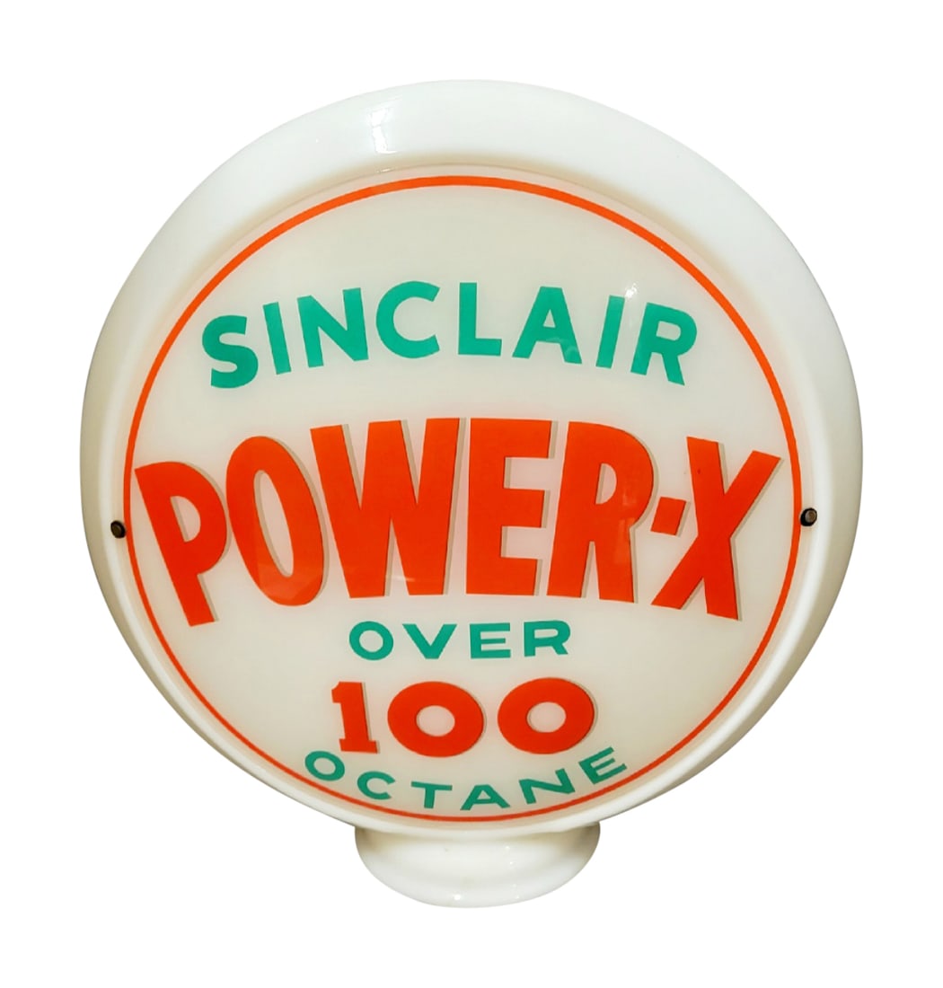 Sinclair Power X Over 100 Octane 13.5" Complete Milk glass Gas Pump Globe (1 of 2)