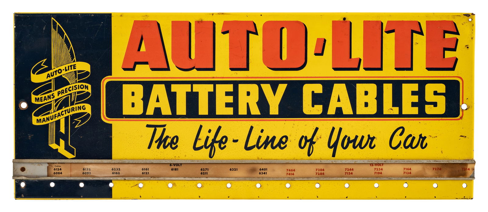 Autolite Battery Cables Single Sided Tin Rack Sign w/ Logo (1 of 2)
