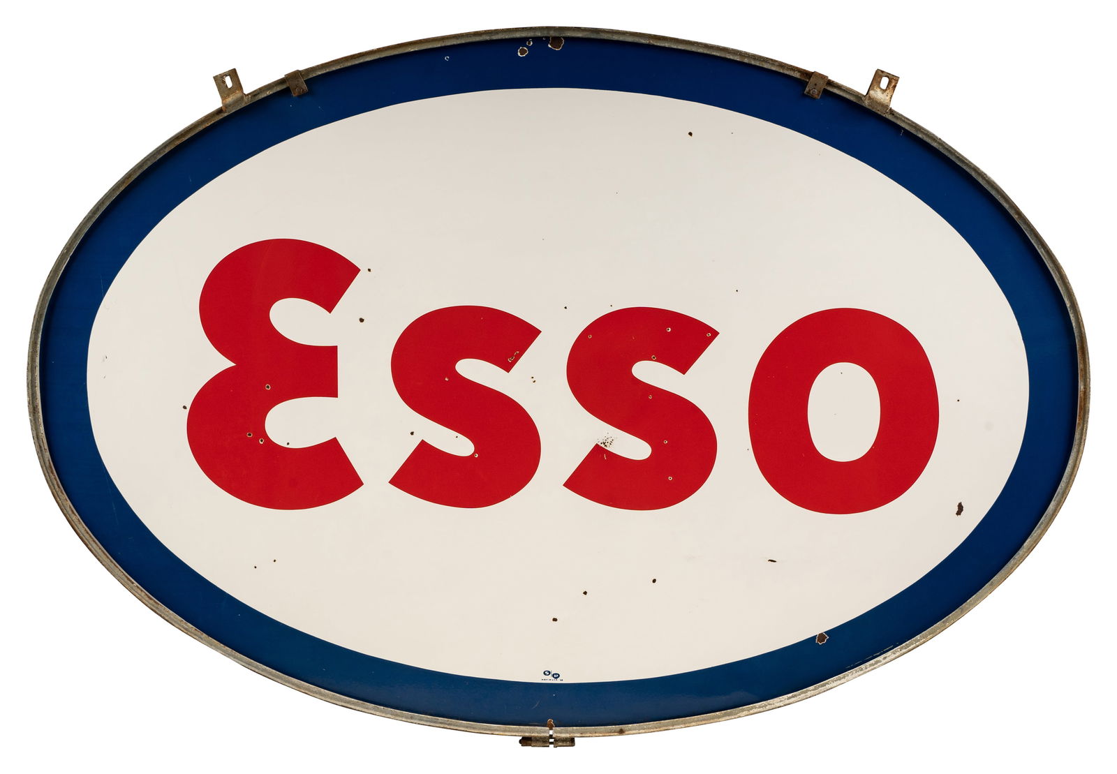 Esso Gasoline Double Sided Porcelain ID Sign w/ Ring (1 of 2)