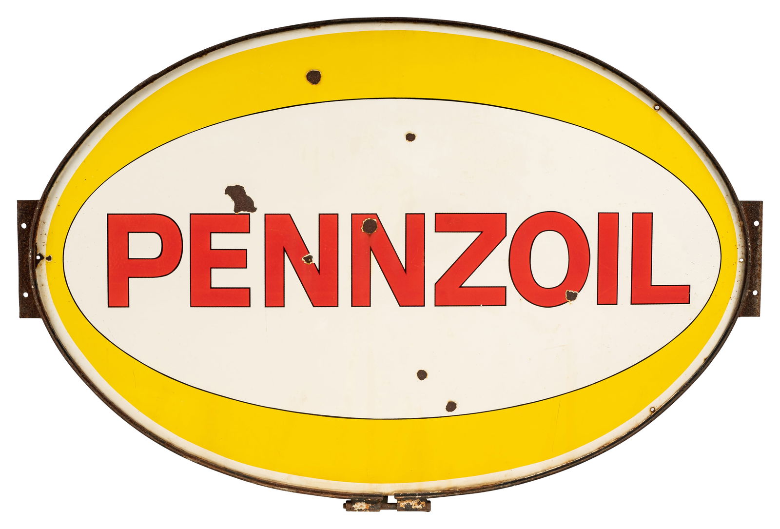 Pennzoil Gasoline Double Sided Porcelain ID Sign in Ring (1 of 2)