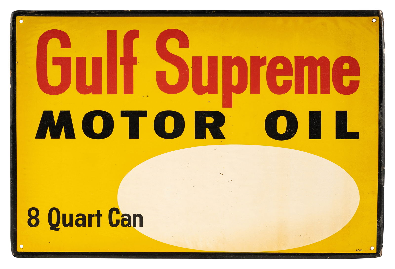 Gulf Supreme Motor Oil Quart Can Single Sided Tin Pricer Sign (1 of 2)