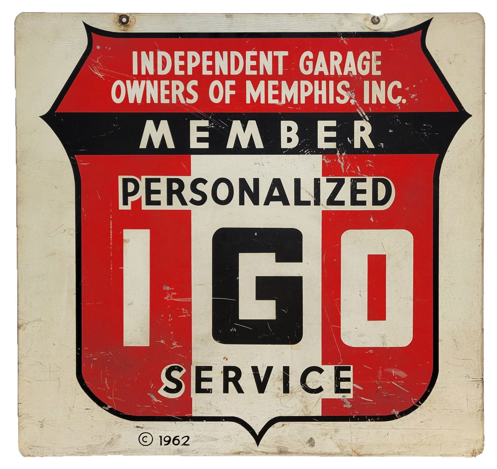 1962 Independent Garage Owner's of Memphis TN IGO Service DST Sign (1 of 2)