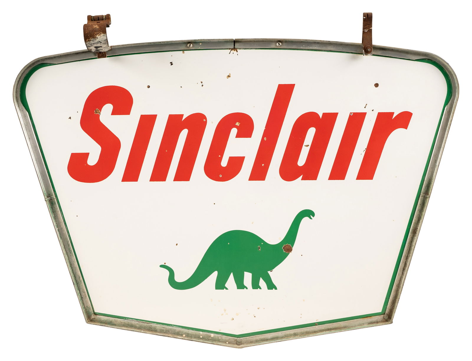 Sinclair Gasoline Double Sided Porcelain Sign w/ Dino in Ring (1 of 2)
