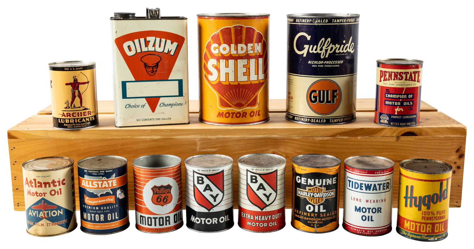 Group of 13 Metal Oil Cans Oilzum Harley Davidson Bay Shell & More (1 of 2)