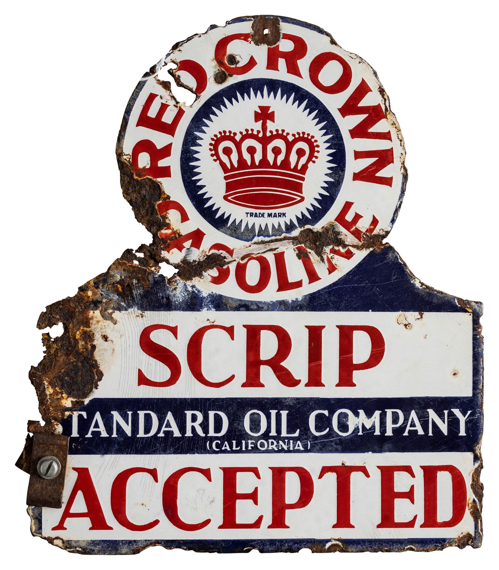 Red Crown Gasoline DSP Paddle Sign & Chevron SSP Gas Pump Plate Sign (1 of 4)