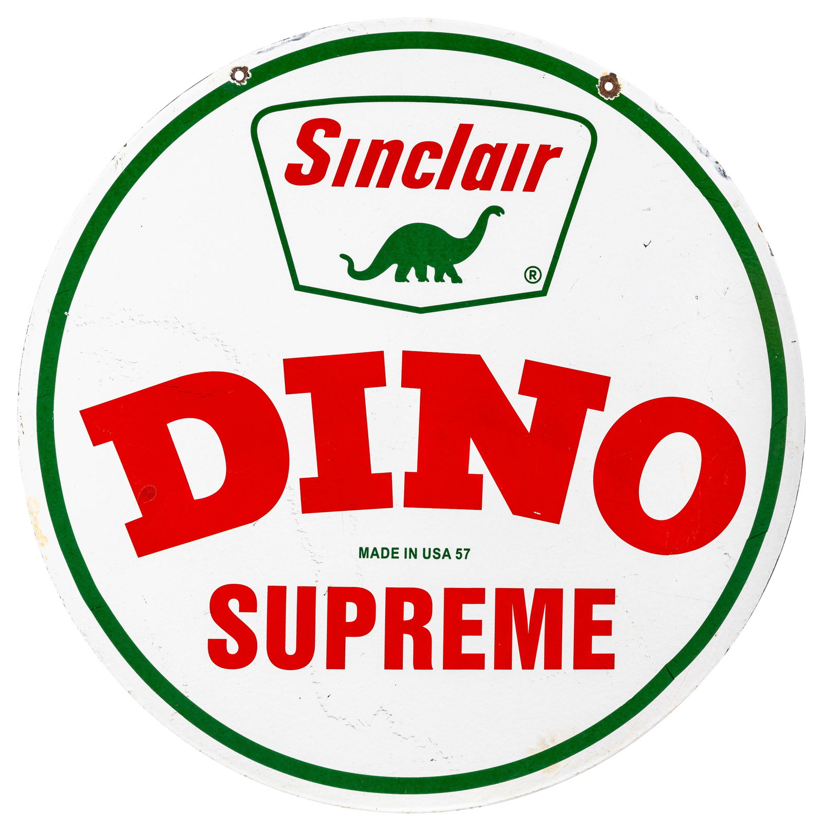 Sinclair Dino Supreme  30" Double Sided Porcelain Sign (1 of 2)