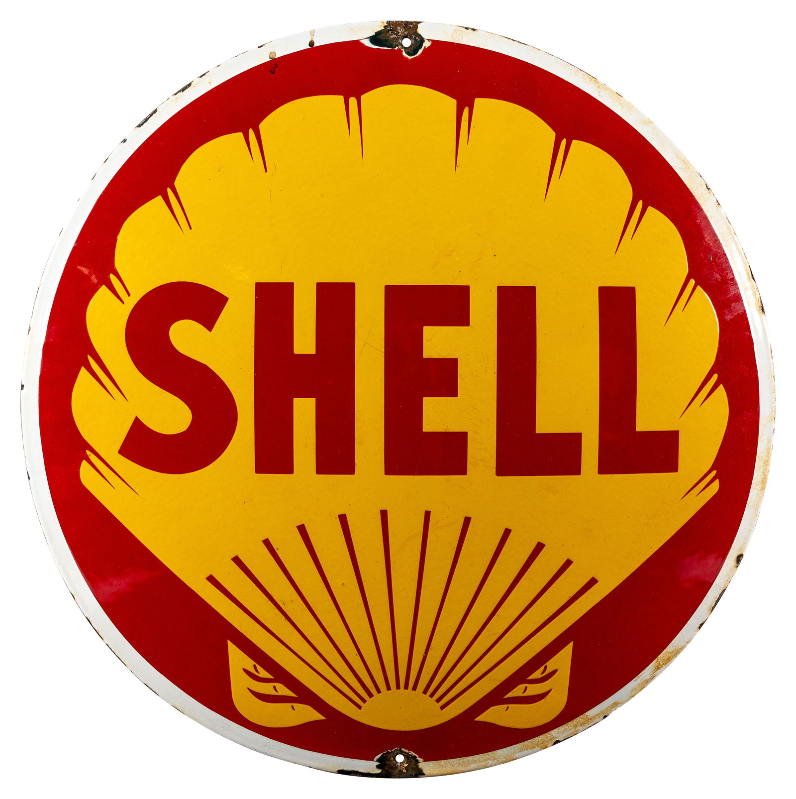 Shell 19" Convex Circle Single Sided Porcelain Sign (1 of 2)