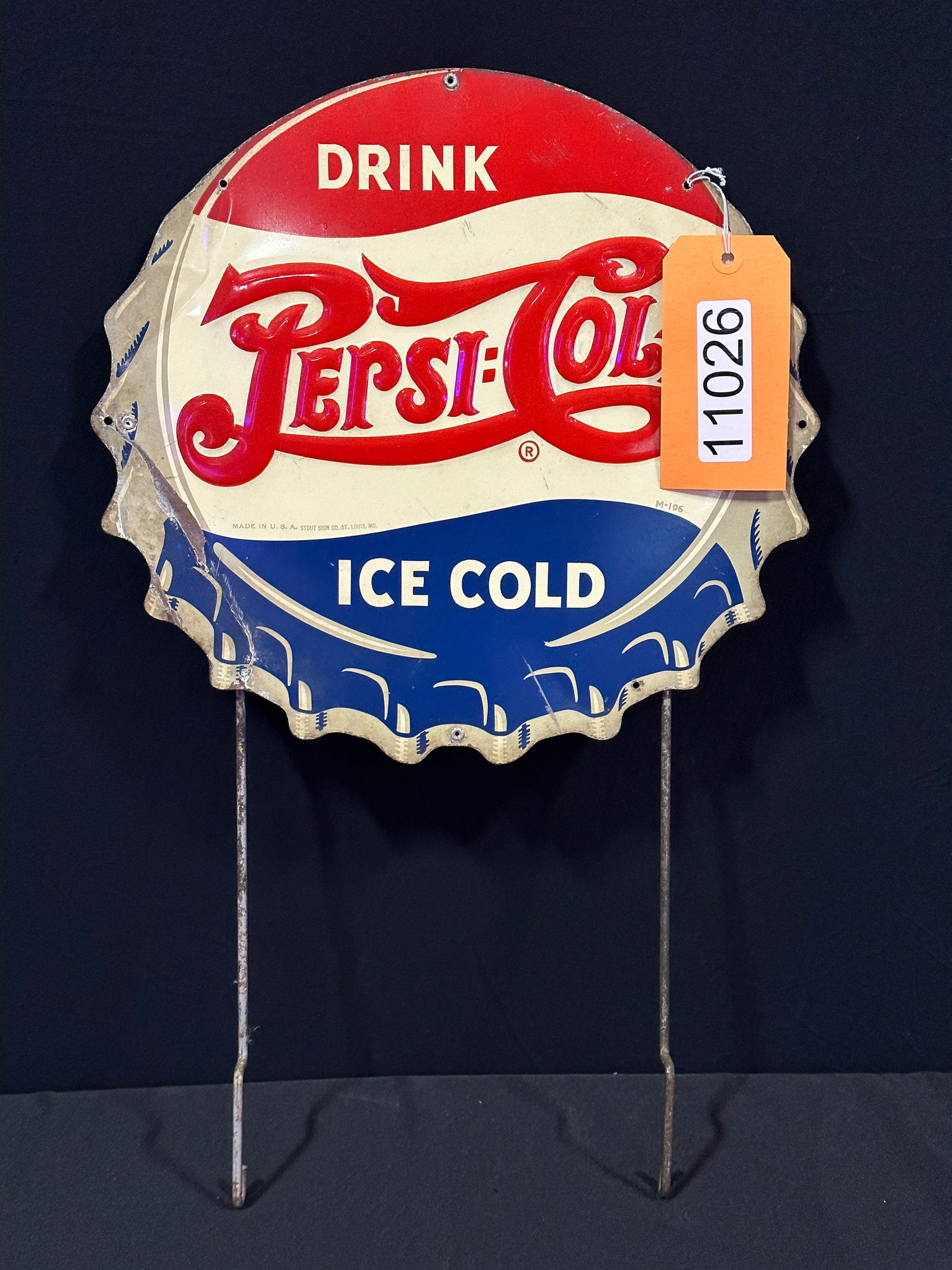 Pepsi Cola Ice Cold rack tin topper sign (1 of 2)