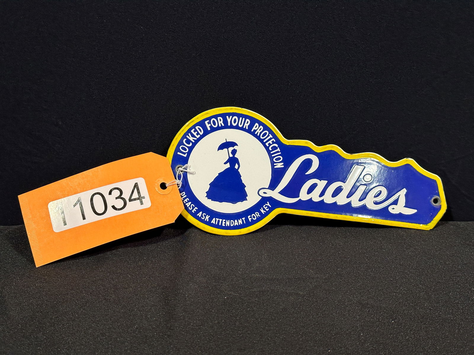 Sunoco Rest Room Colonial Lady Porcelain Key Sign (1 of 2)