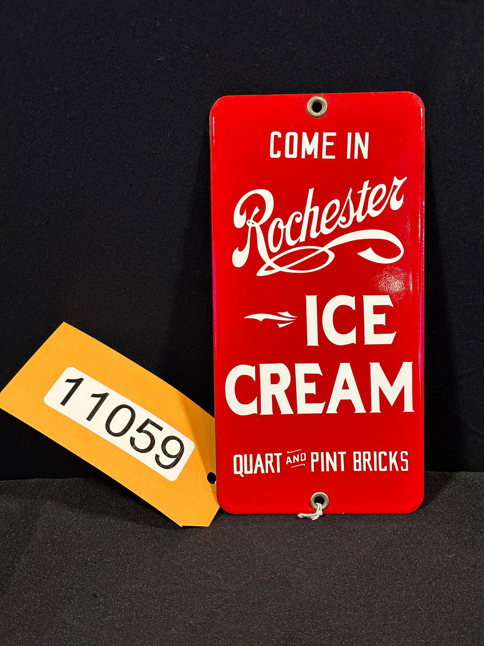 Rochester ice cream quart pint porcelain sign (1 of 2)