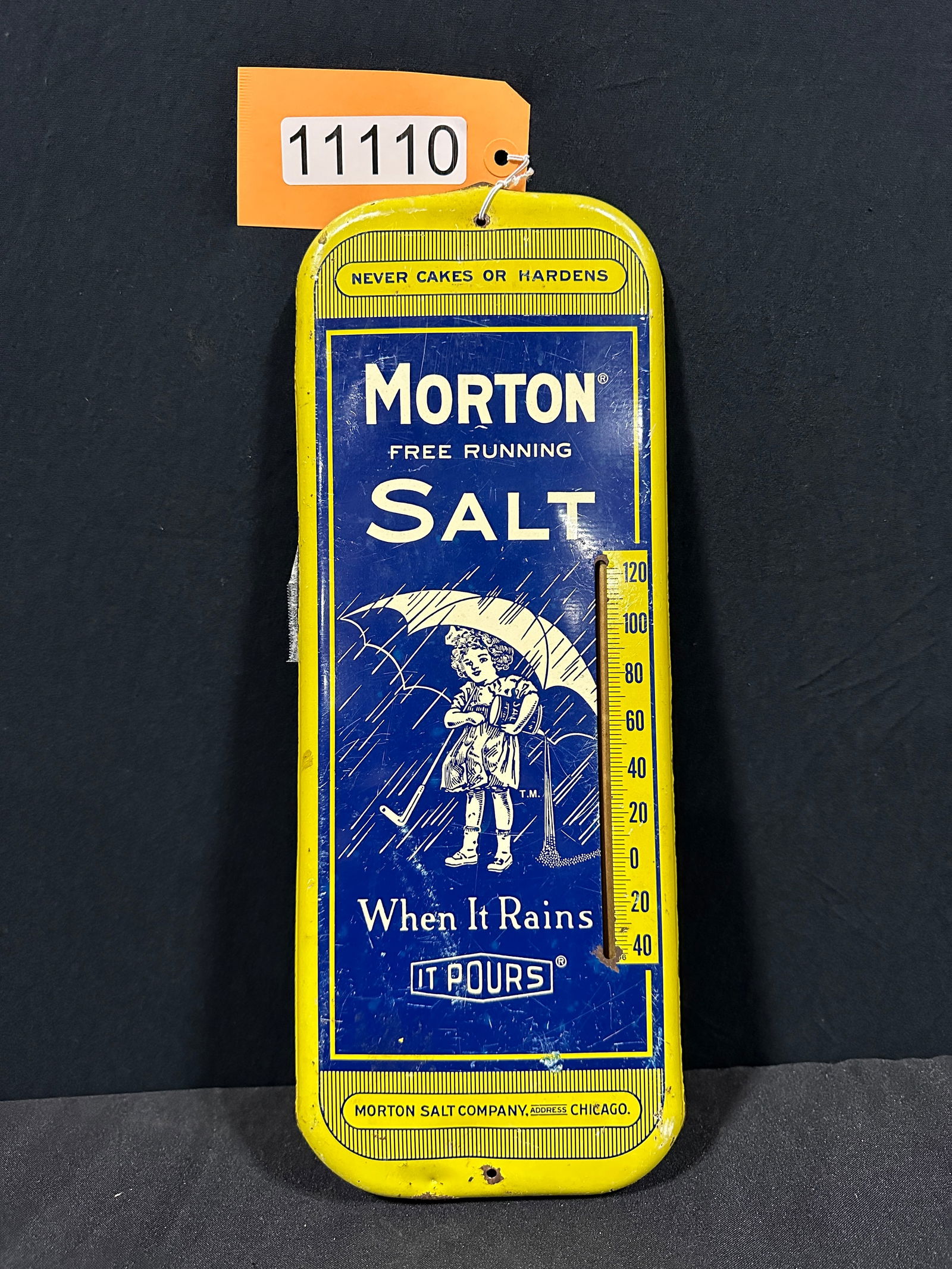 Morton Salt company tin metal thermometer (1 of 2)