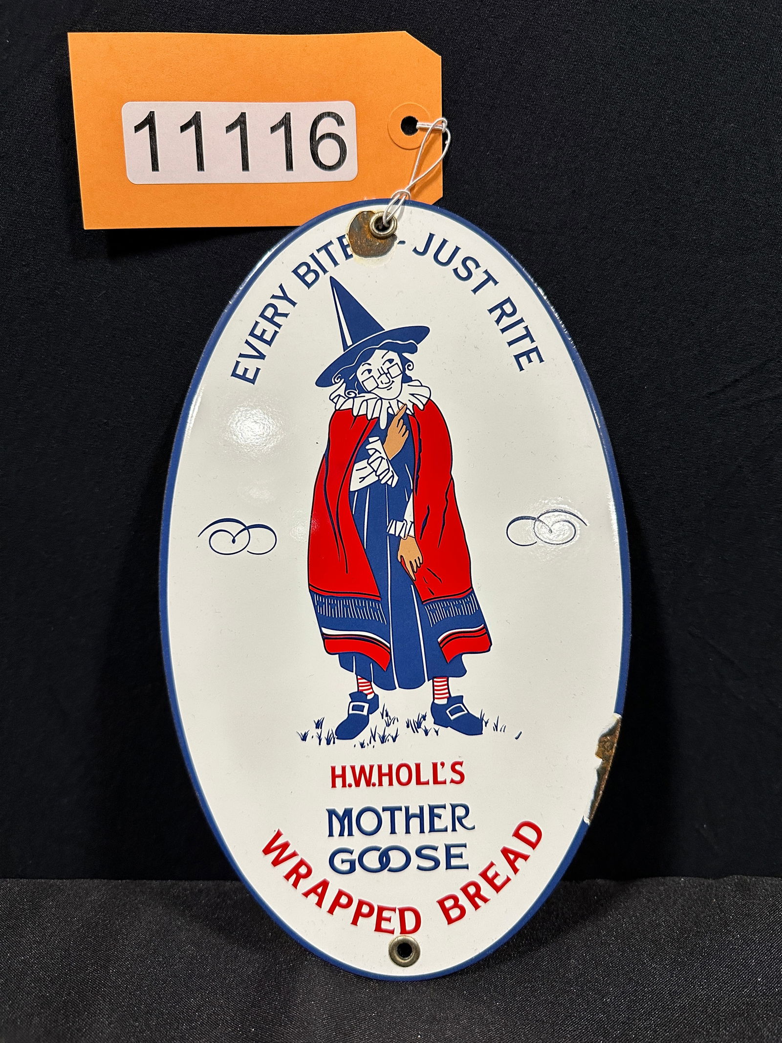 HW Holls Mother Goose Wrapped bread porcelain door push (1 of 2)