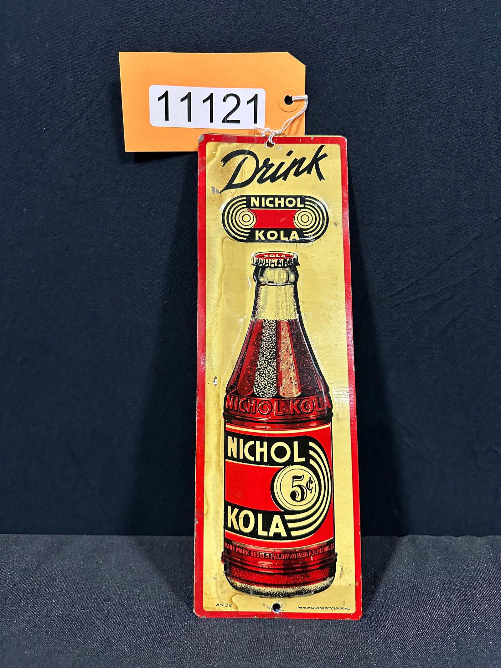 Drink Nichol Kola 5c tin metal door push sign (1 of 2)