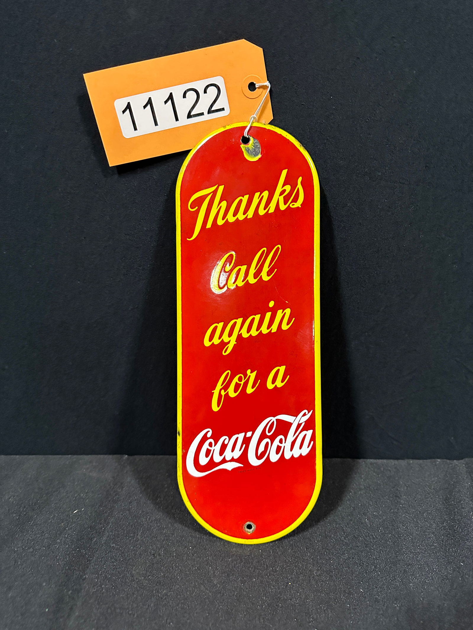 Coca Cola Coke call again porcelain door push sign (1 of 2)
