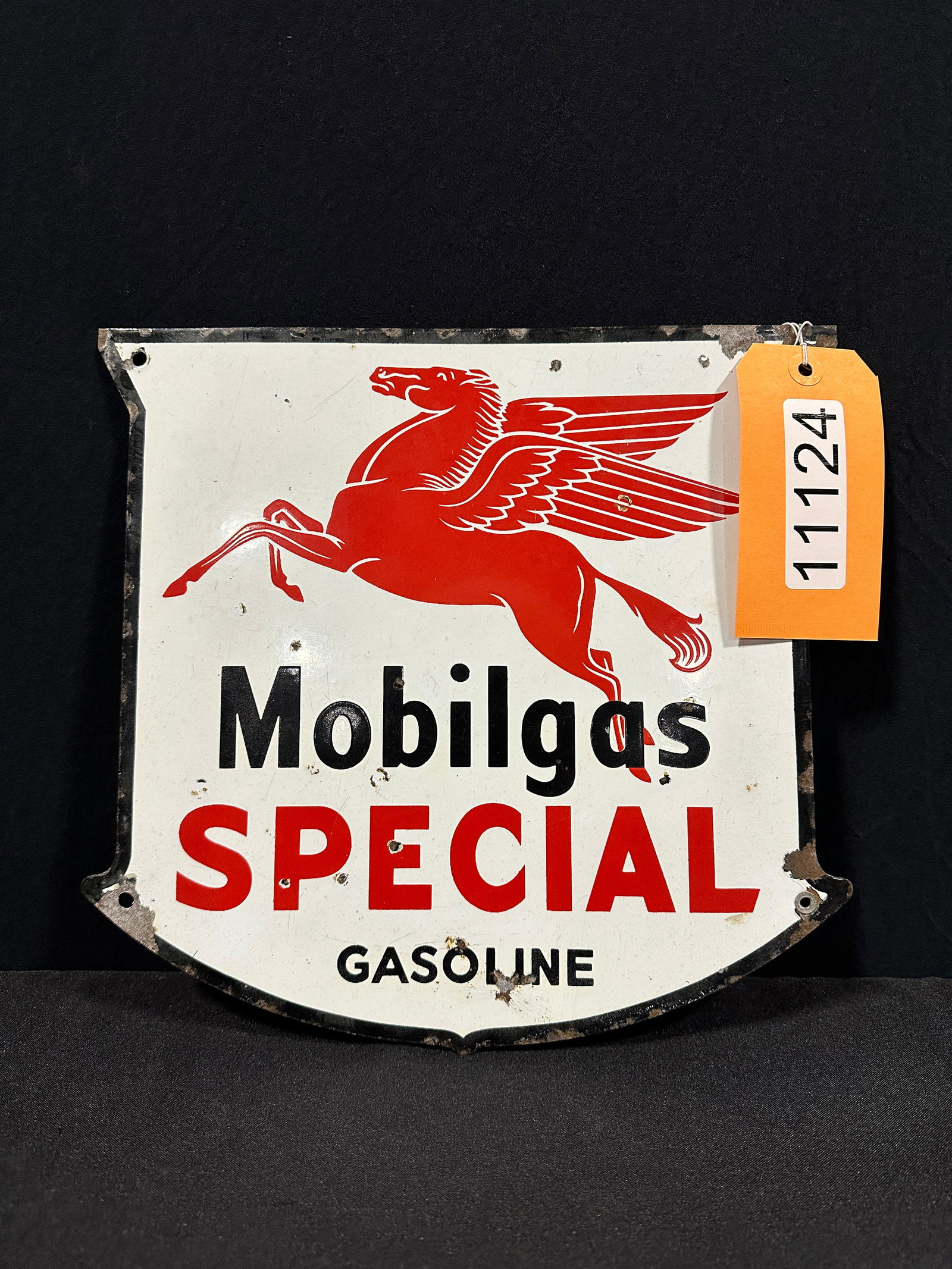 Mobil Gas Special gasoline porcelain pump plate sign (1 of 2)