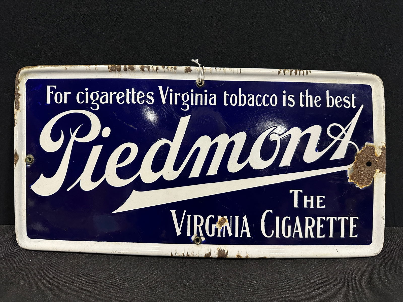 Piedmont Virginia cigarette tobacco porcelain sign (1 of 2)