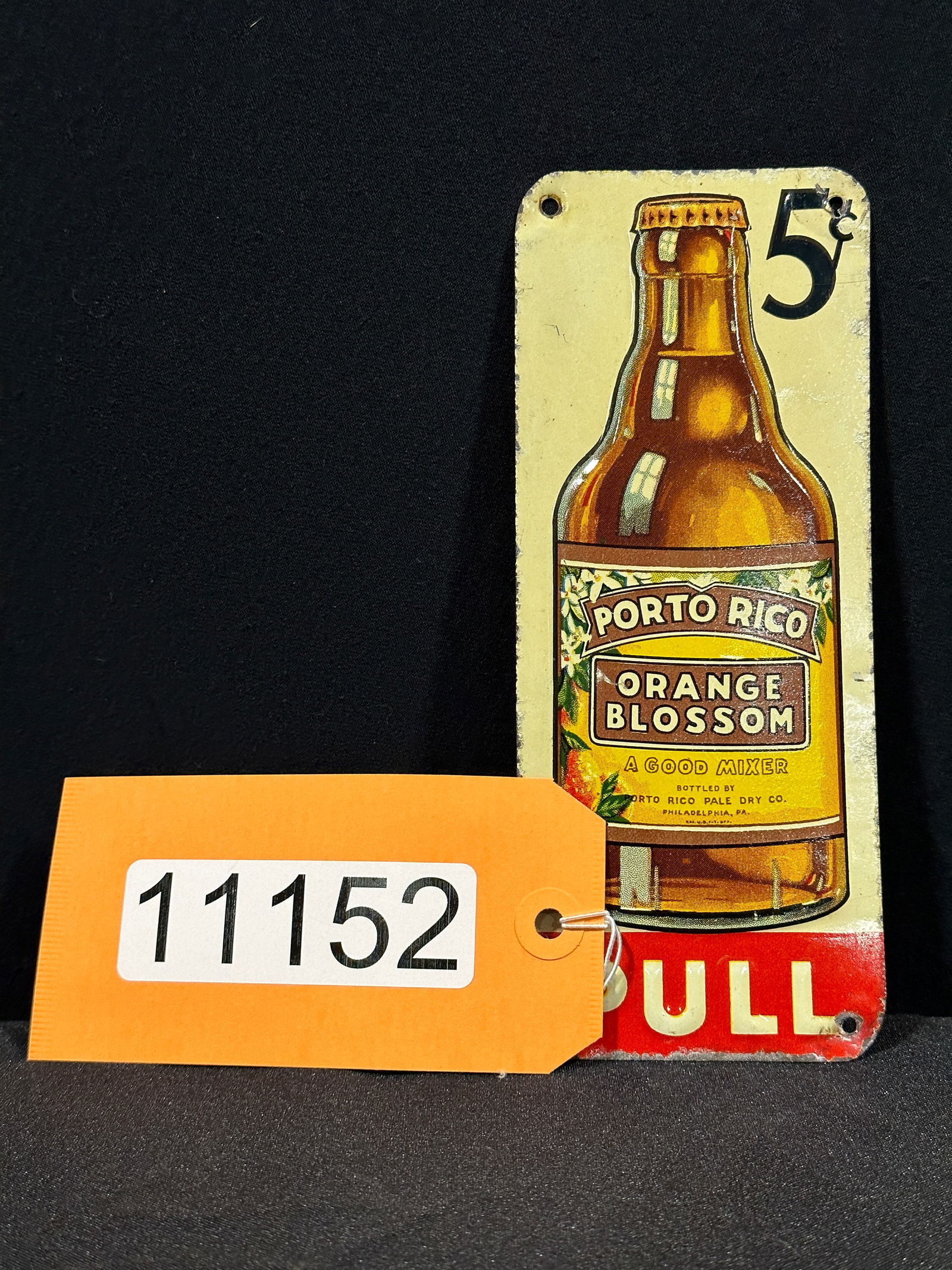 Porto Rico orange blossom tin metal door push sign (1 of 2)