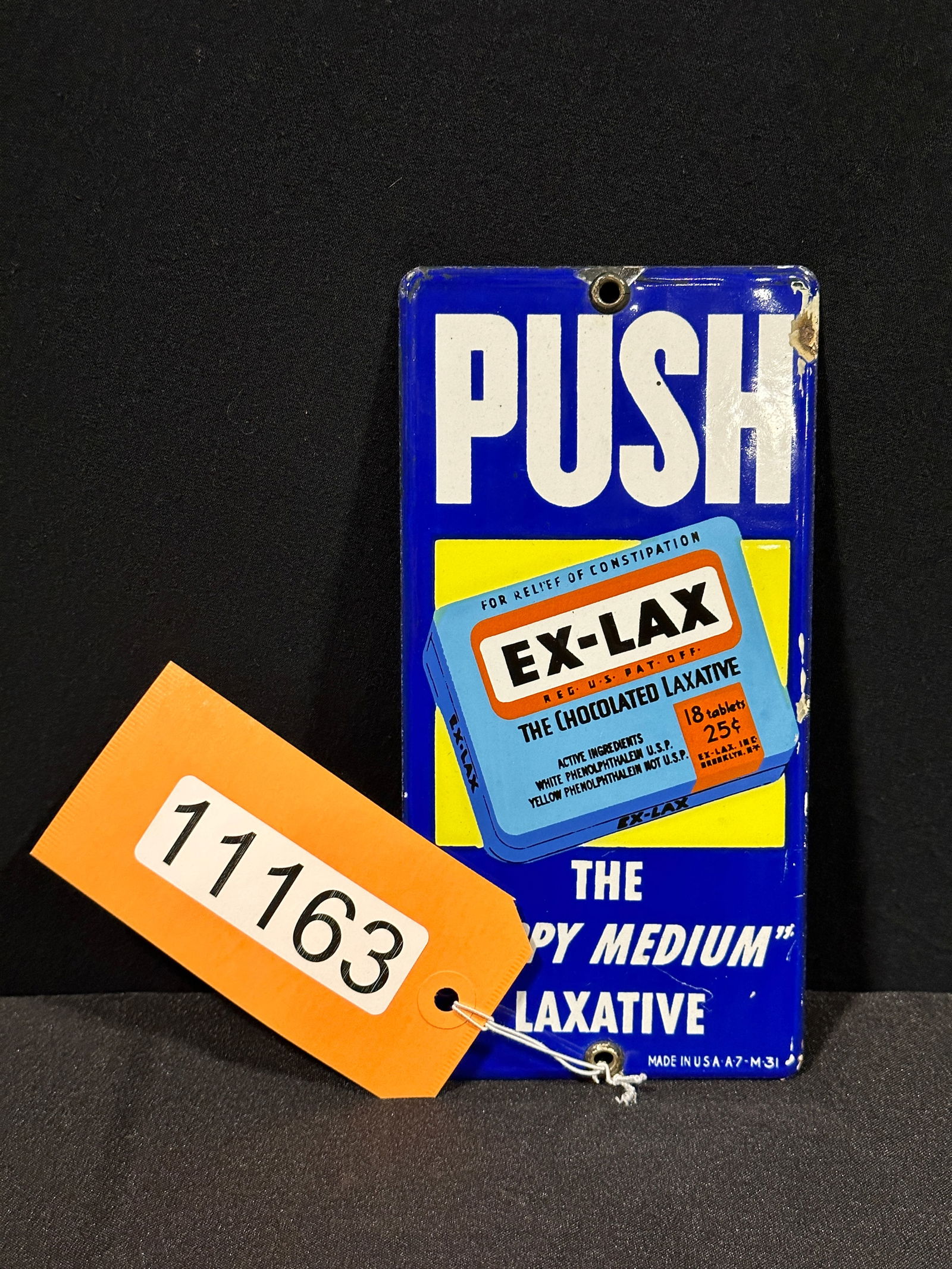 Ex lax laxative happy medium porcelain door push sign (1 of 2)