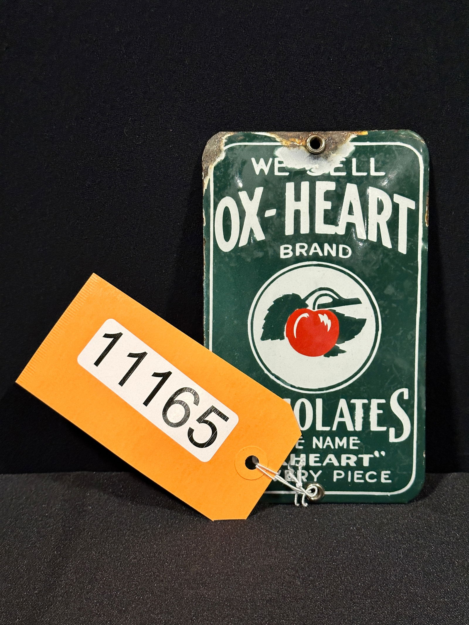 Ox Heart chocolate porcelain door push sign (1 of 2)