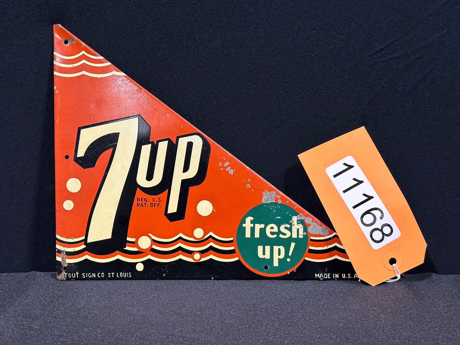 7up fresh up tin metal door push sign 1944 (1 of 2)