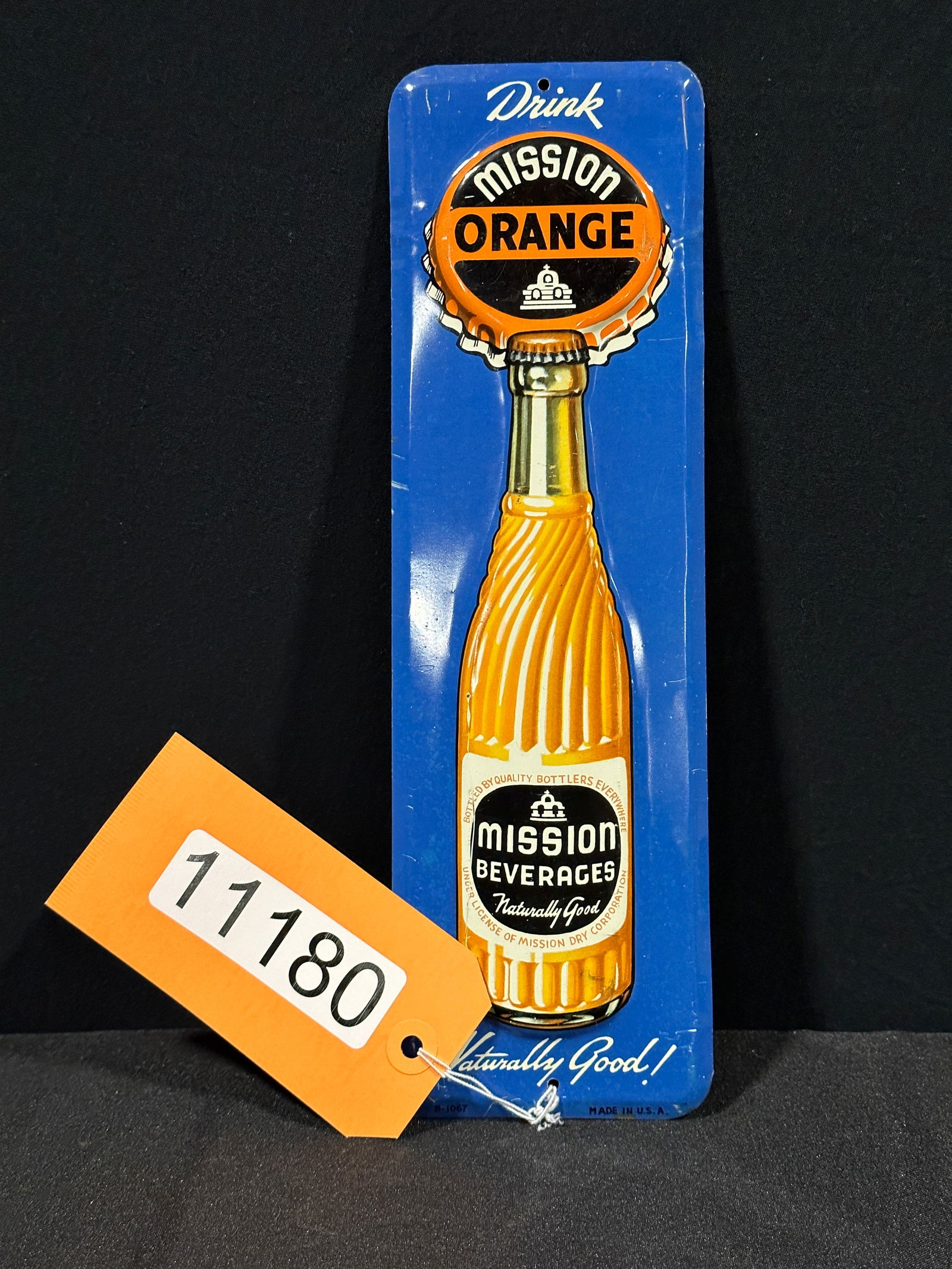 Mission Orange Beverages tin metal door push sign (1 of 2)