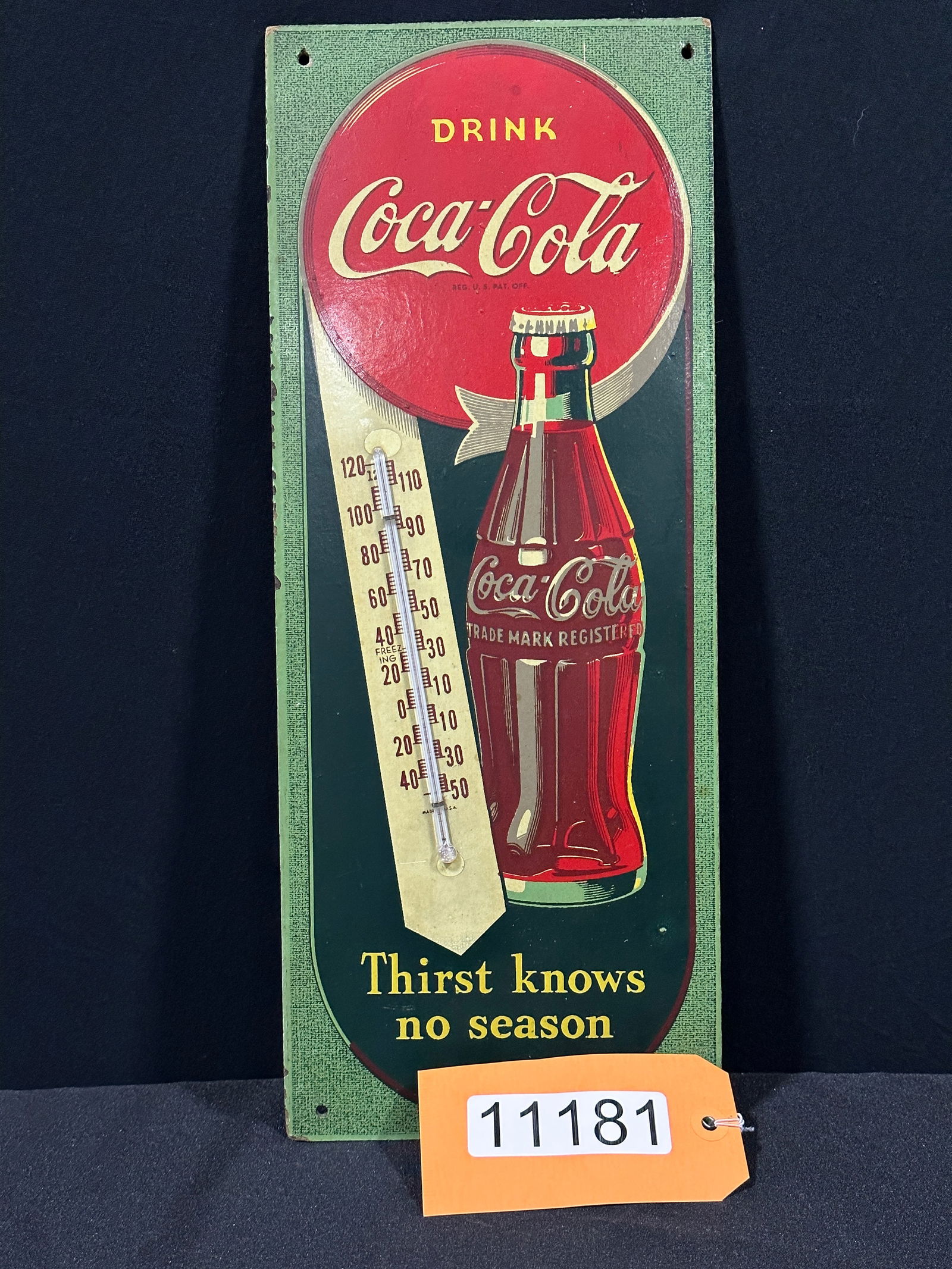 Drink Coca Cola Masonite Coke thermometer sign (1 of 2)