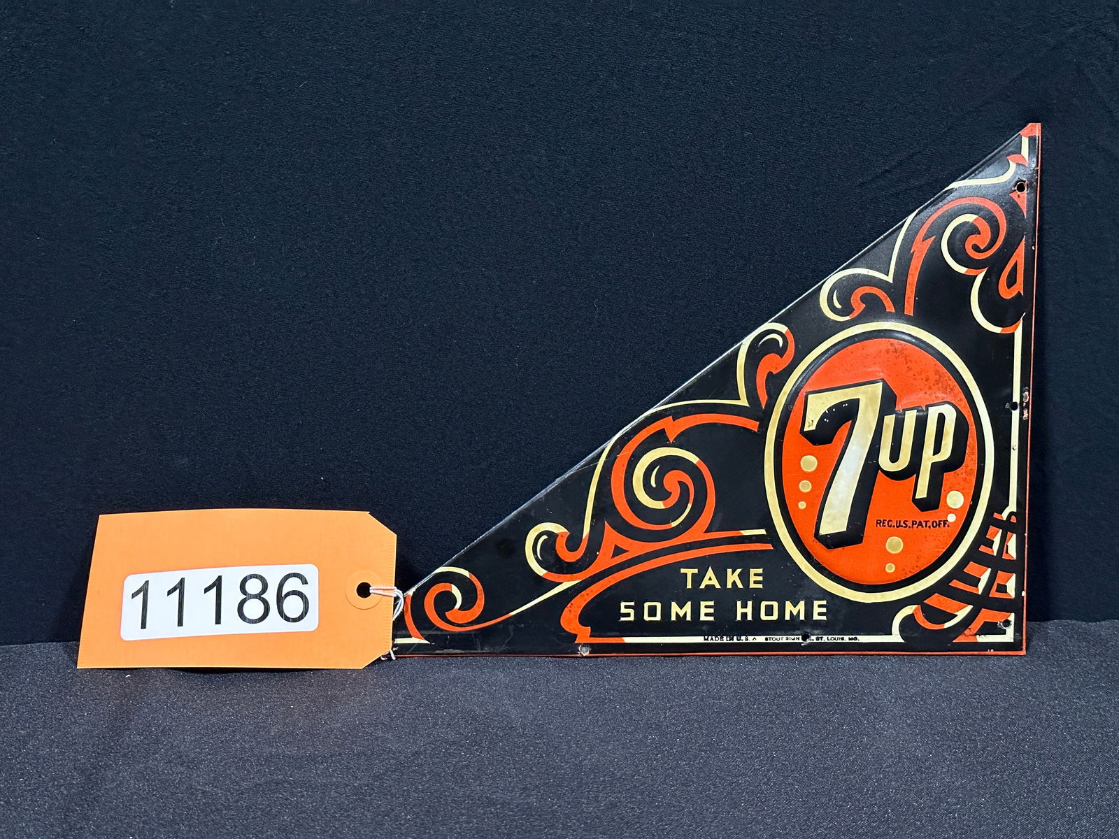 7up take some home cola soda tin metal door push sign (1 of 2)