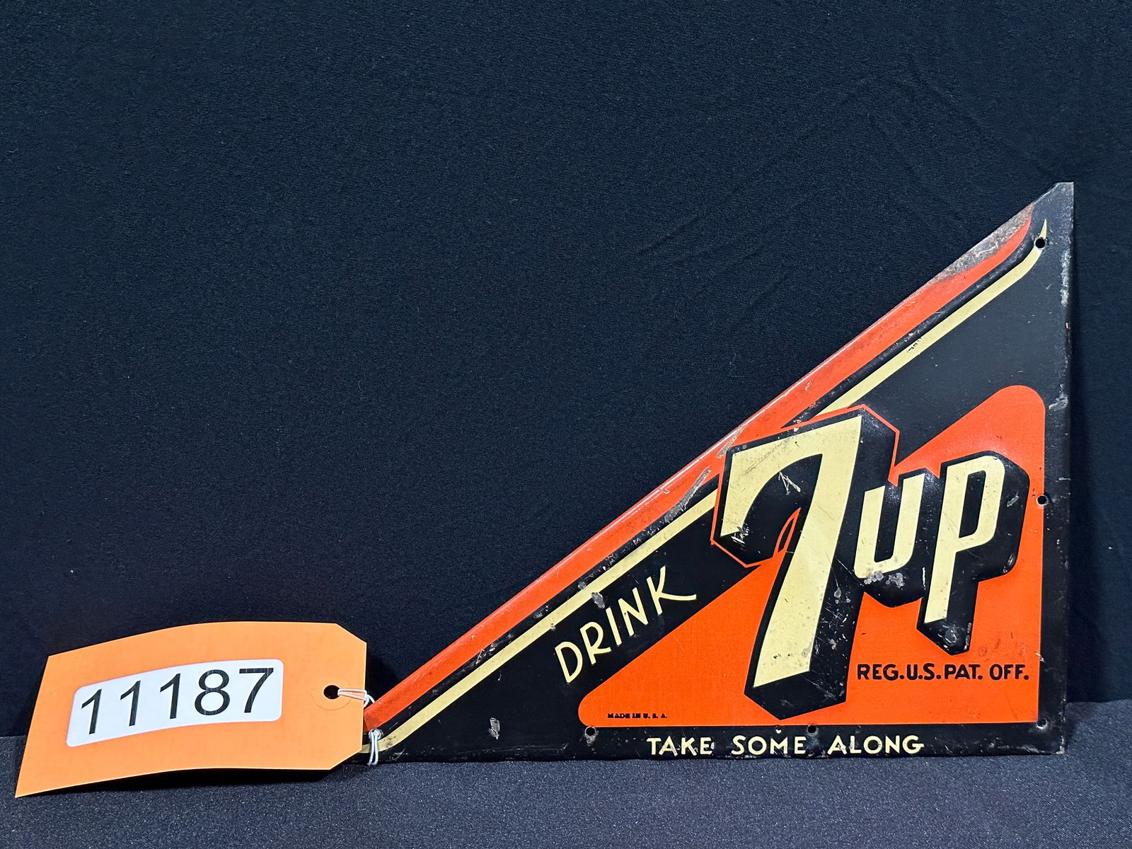 7up Take some along cola soda tin metal door push sign (1 of 2)