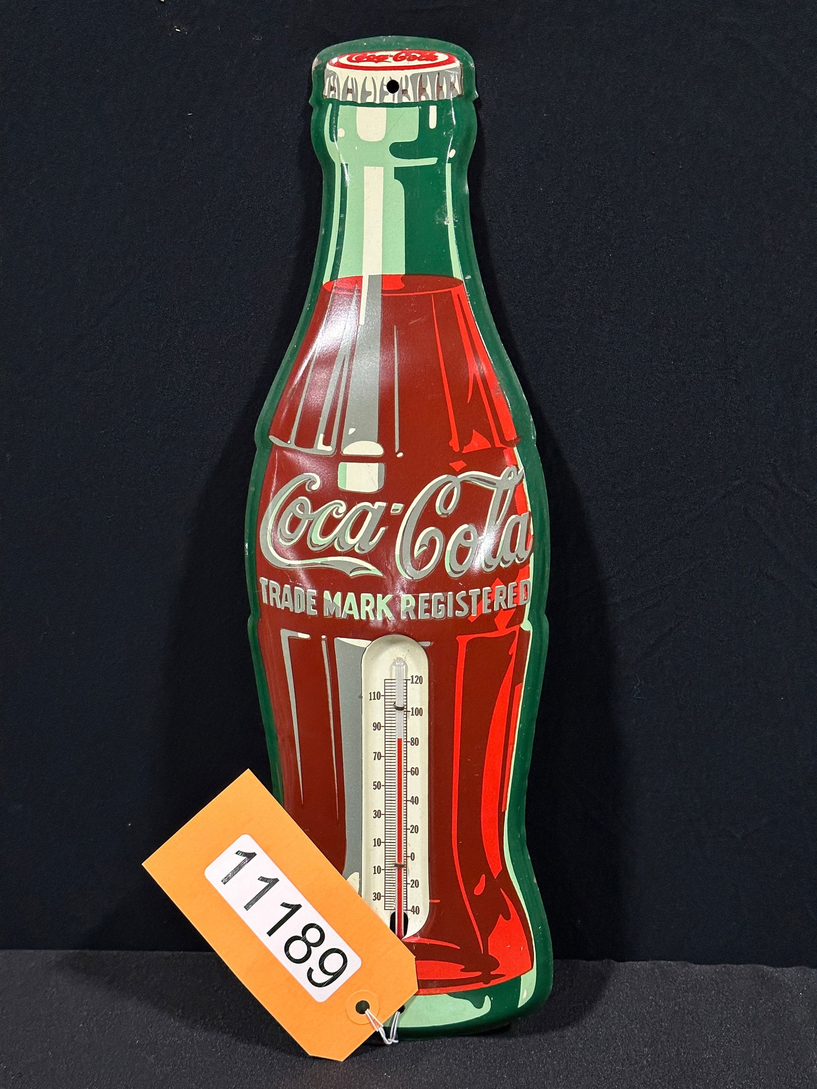 Coca Cola Coke tin tacker thermometer metal sign (1 of 2)