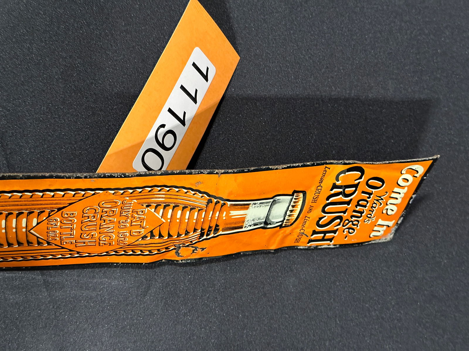 Orange crush Krinkly bottle metal tin tacker sign (1 of 2)