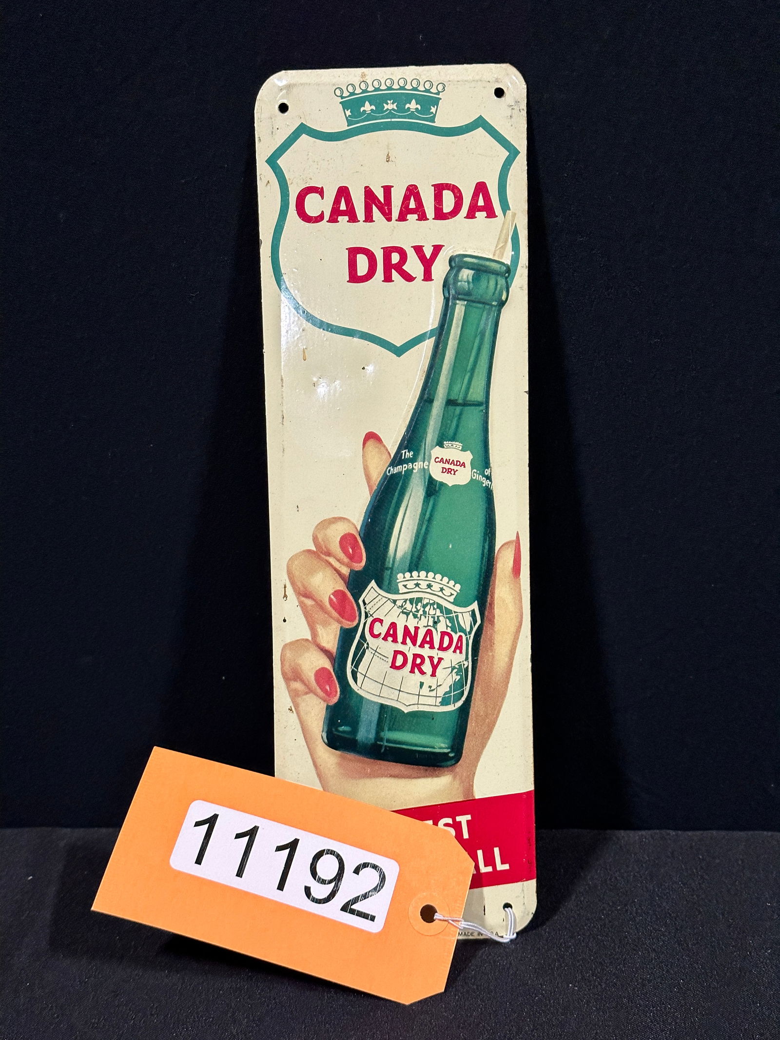 Canada dry embossed metal tin tacker soda sign (1 of 2)
