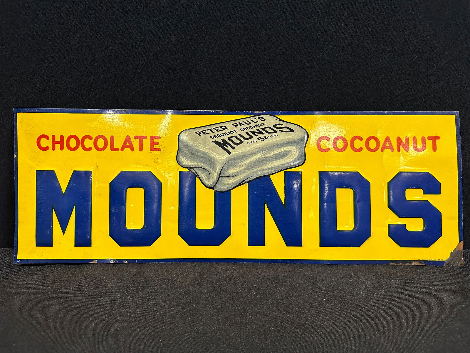 Mounds chocolate cocoanut candy metal tin tacker sign (1 of 2)