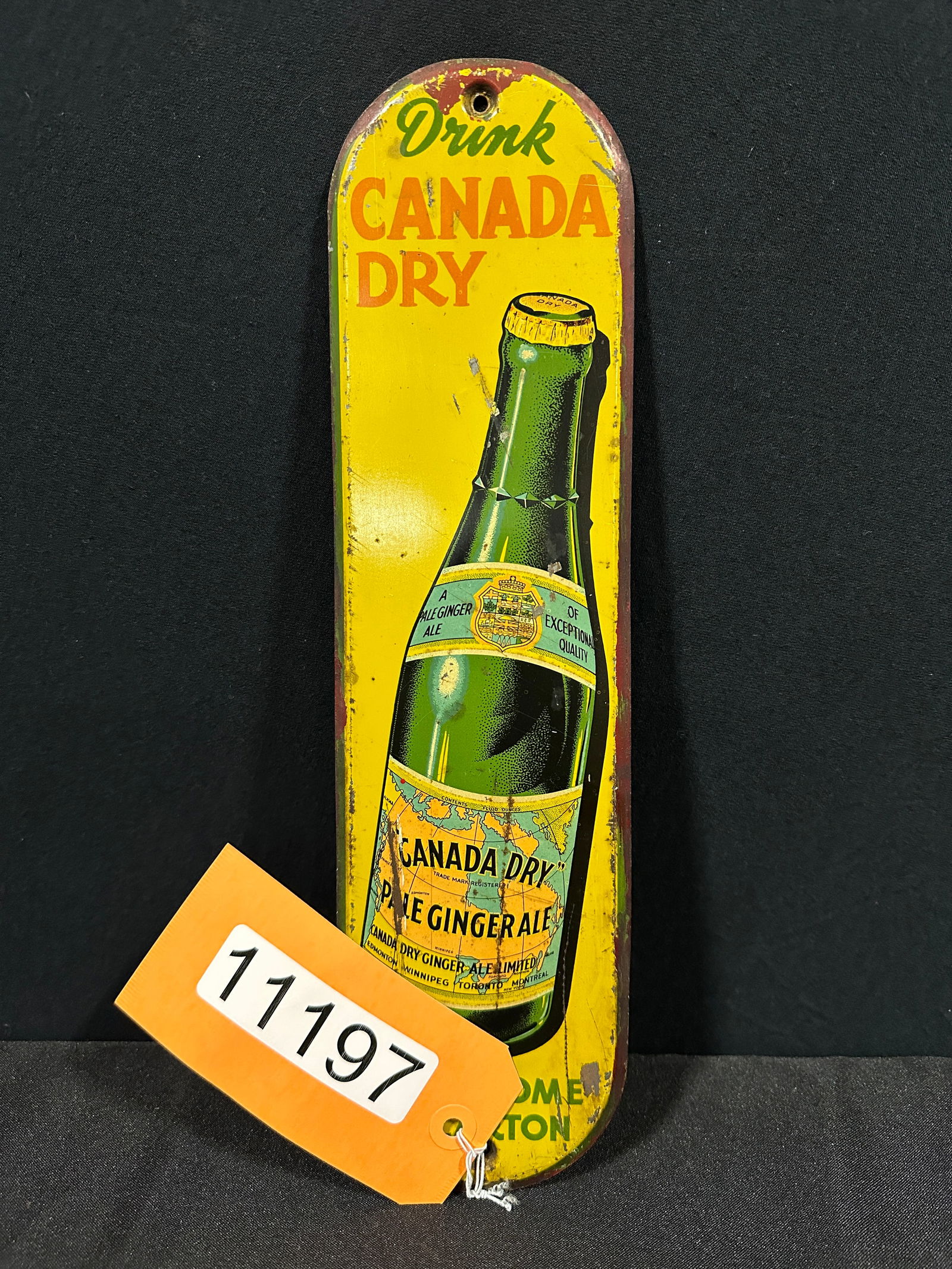 Canada dry embossed metal tin tacker soda sign (1 of 2)