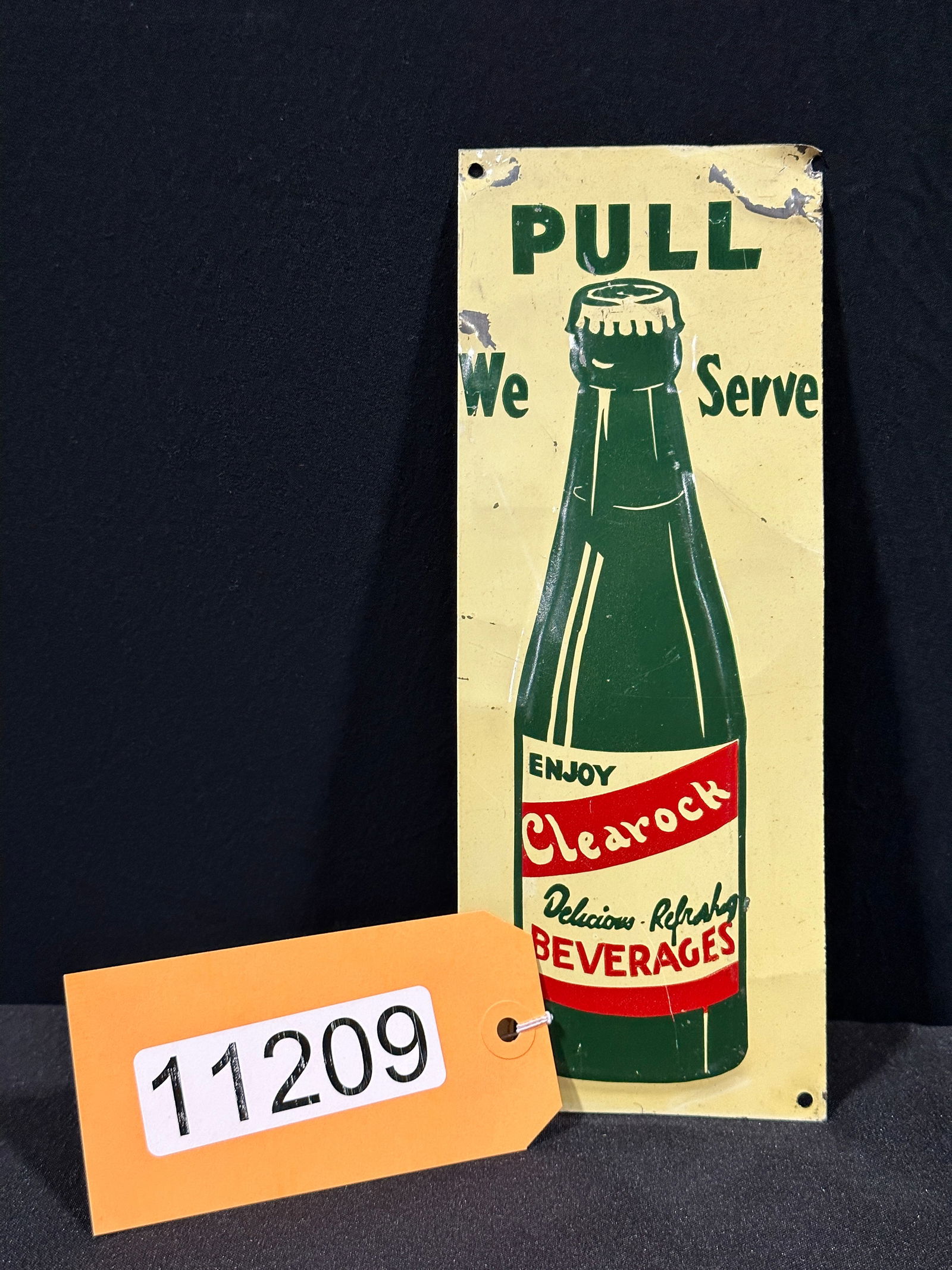 Serve Clearock soda beverages tin metal door push sign (1 of 2)