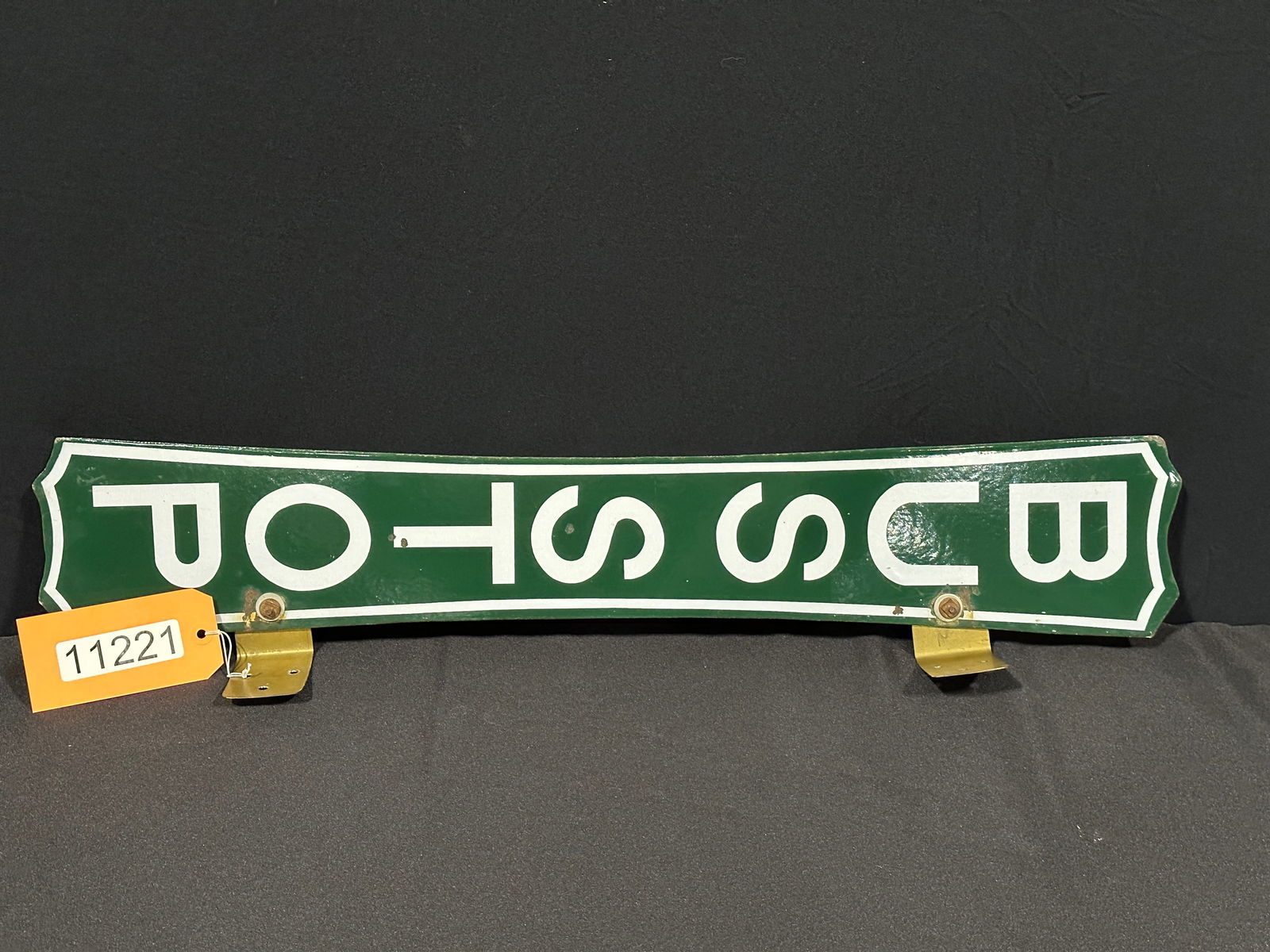 Bus stop porcelain double sided flange type sign (1 of 2)