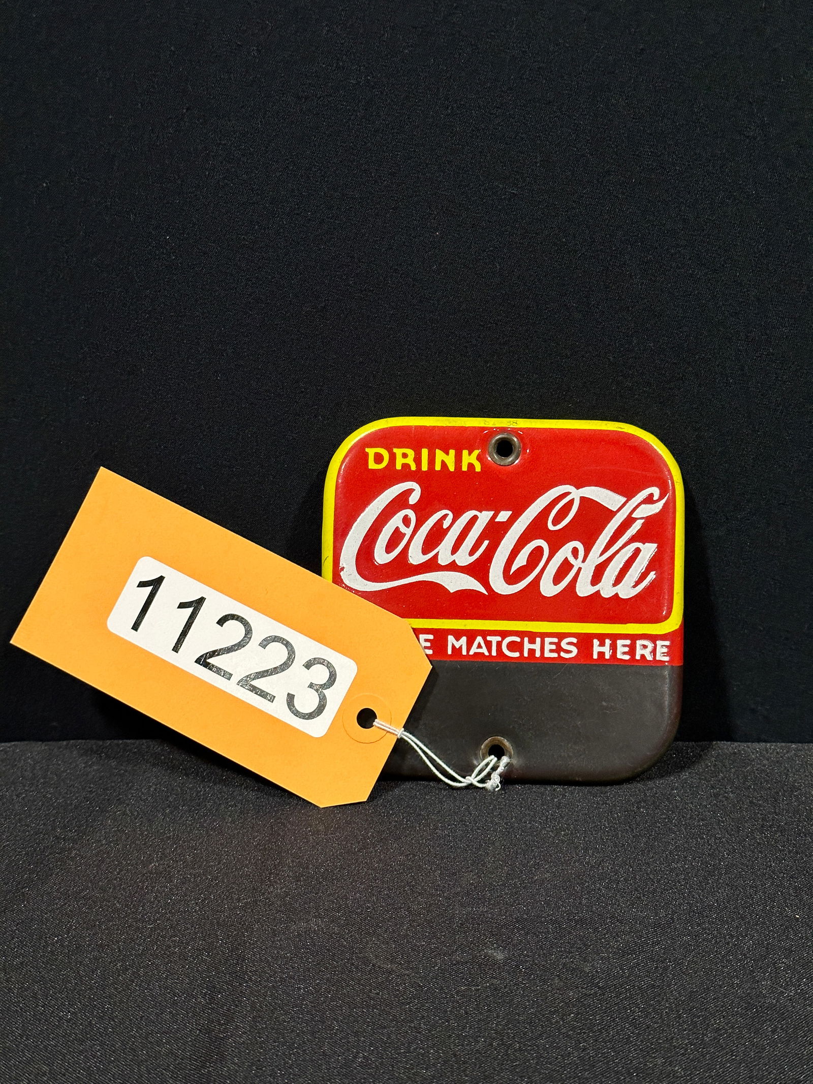 Drink Coca Cola Coke soda match striker porcelain sign (1 of 2)